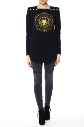 Długi sweter z wyszytym logo, zdjęcie 2 Długi sweter z wyszytym logo od Balmain